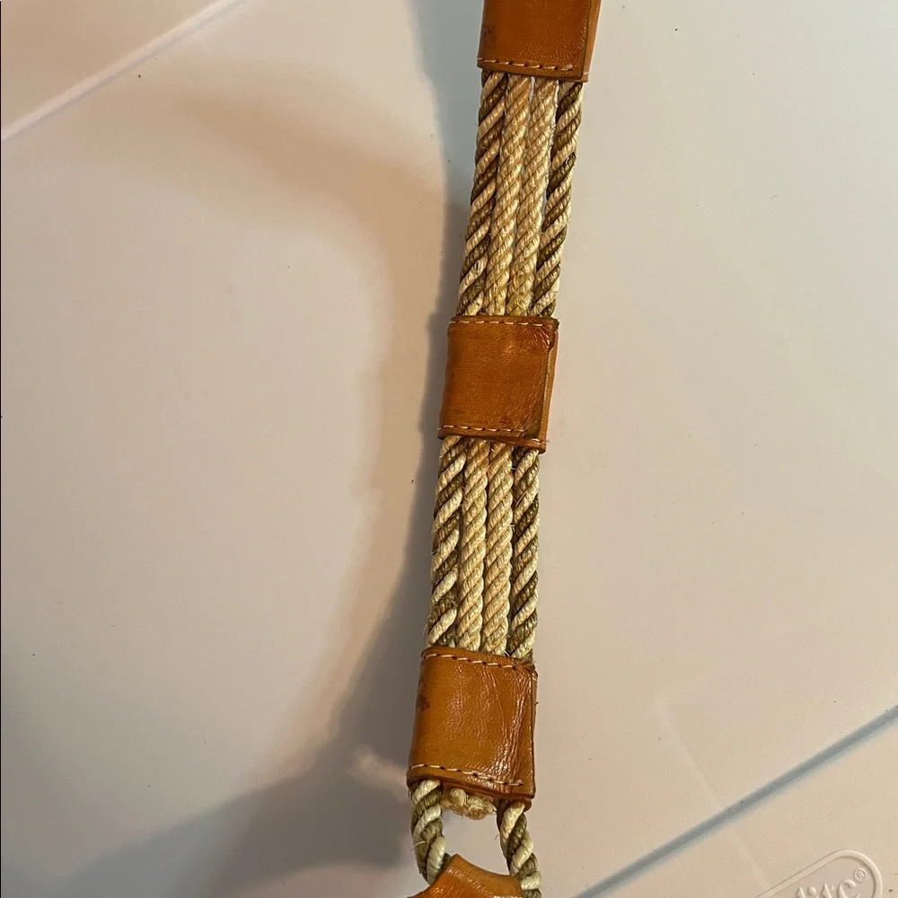 Vintage Leather Woven Rope‎ Horse Head Buckle Belt Size 22